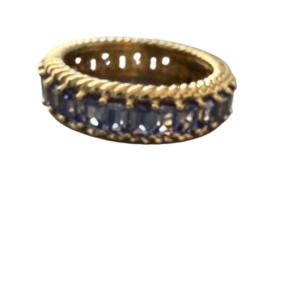 Judith Ripka 925 Sterling Silver 14K Gold Clad Ring 10 NEW